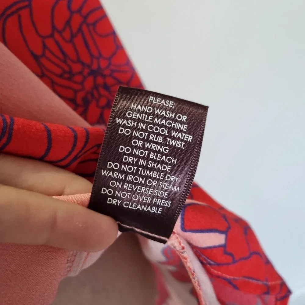 Mister Zimi Lotus Billie Red & Pink Floral Print Long Sleeve Blouse Size 10 - Picture 8 of 8